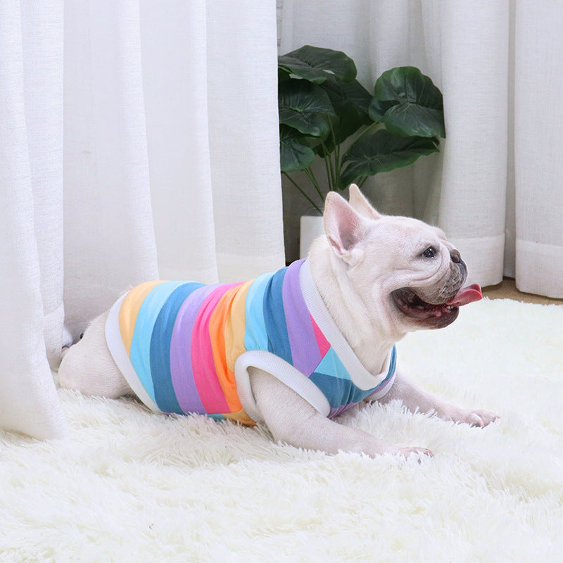KFX-7270333 Rainbow Cotton Dog Vest – Autumn & Winter Plus Velvet Design, Sizes S to XXL