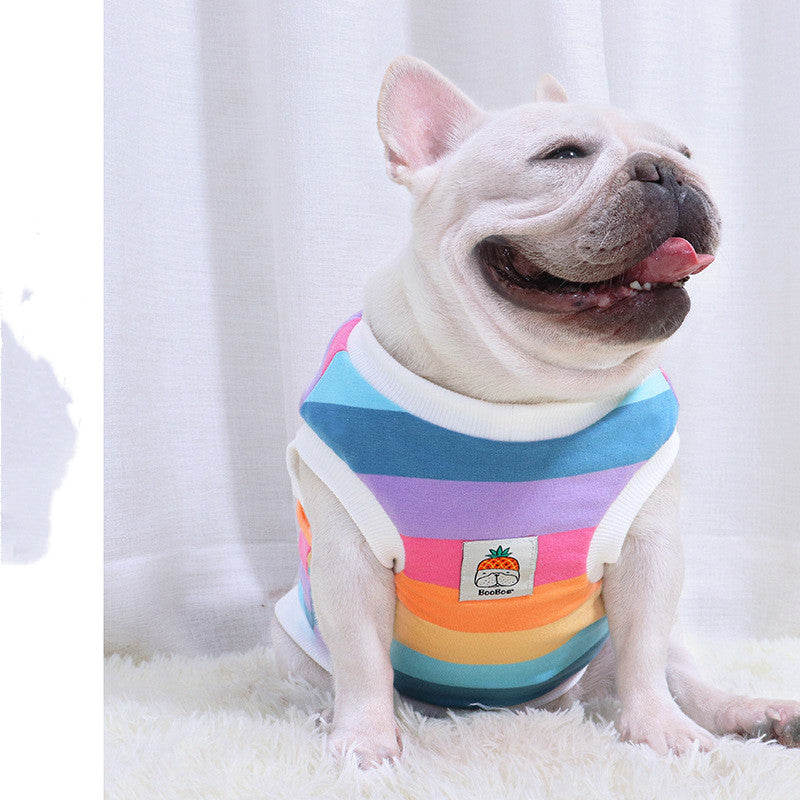 KFX-7270333 Rainbow Cotton Dog Vest – Autumn & Winter Plus Velvet Design, Sizes S to XXL