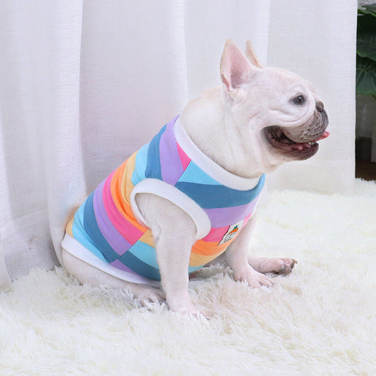 KFX-7270333 Rainbow Cotton Dog Vest – Autumn & Winter Plus Velvet Design, Sizes S to XXL