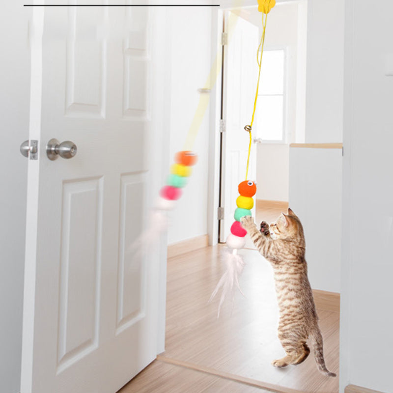 KFX-7271229 Interactive Hanging Cat Toy with Adjustable Elastic Rope for Indoor Cats, Durable and Safe Plush Design