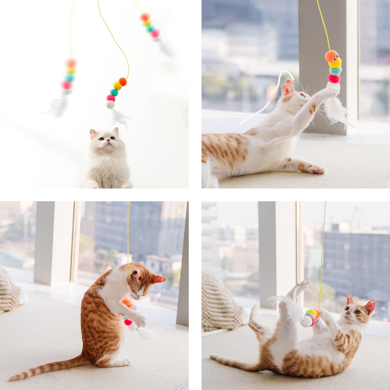 KFX-7271229 Interactive Hanging Cat Toy with Adjustable Elastic Rope for Indoor Cats, Durable and Safe Plush Design