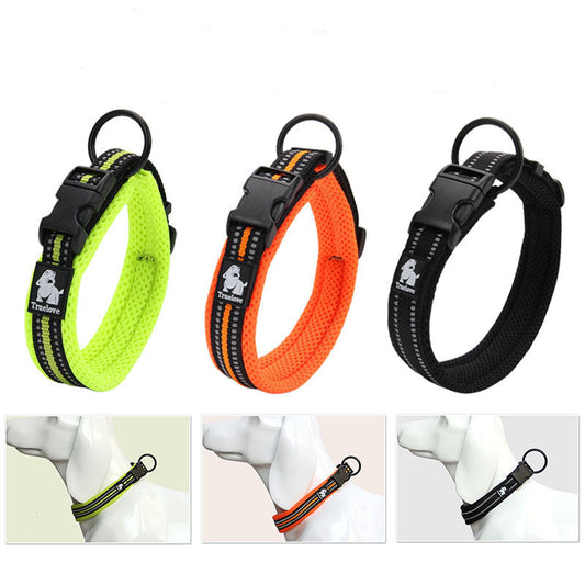 KFX-7271741 Reflective Soft Padded Dog Collar with Mesh Lining - Multiple Colors & Sizes Available