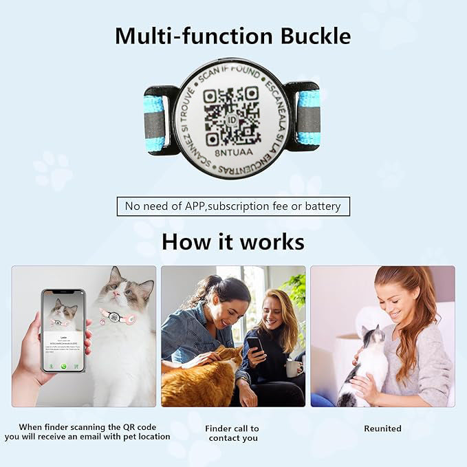 KFX-7273021 Anti-Lost QR Code Pet Collar with Reflective Stripe and Silicone Case