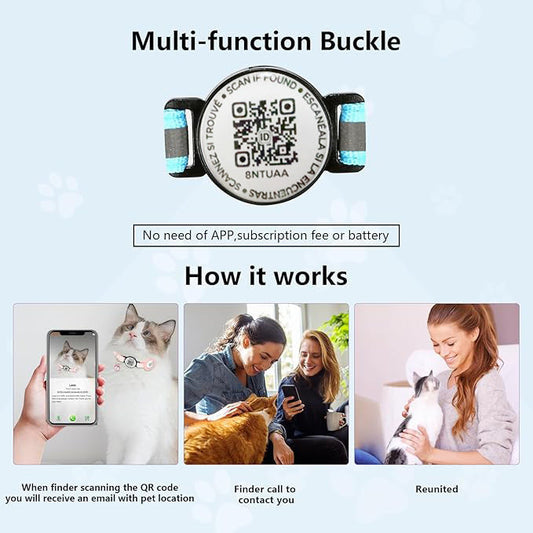 KFX-7273021 Anti-Lost QR Code Pet Collar with Reflective Stripe and Silicone Case