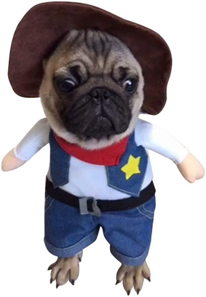 KFX-7273917 Denim Cowboy Costume for Pets - Stylish Dog and Cat Role Play Outfit