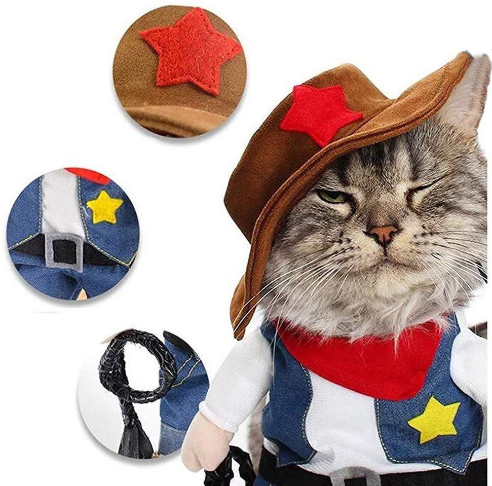 KFX-7273917 Denim Cowboy Costume for Pets - Stylish Dog and Cat Role Play Outfit