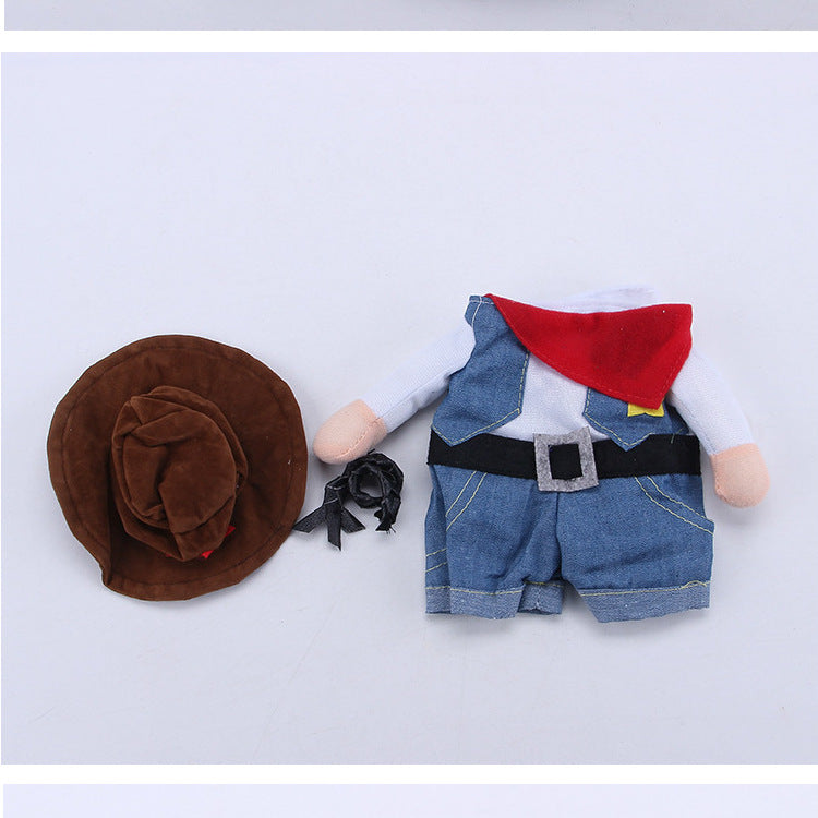 KFX-7273917 Denim Cowboy Costume for Pets - Stylish Dog and Cat Role Play Outfit