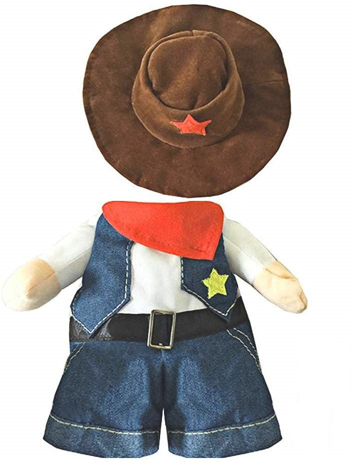 KFX-7273917 Denim Cowboy Costume for Pets - Stylish Dog and Cat Role Play Outfit