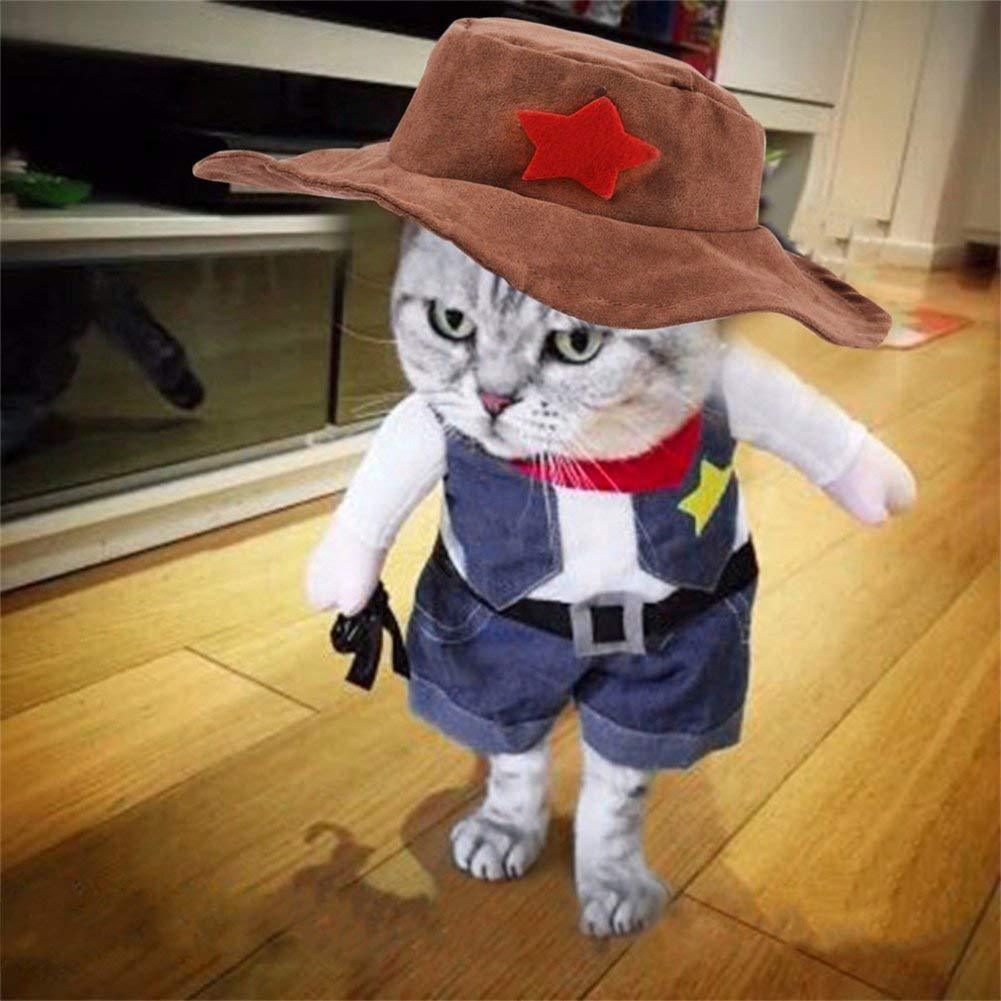 KFX-7273917 Denim Cowboy Costume for Pets - Stylish Dog and Cat Role Play Outfit