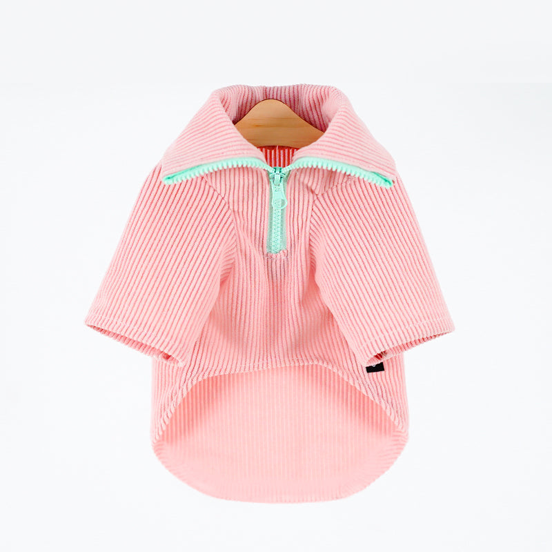 KFX-7276093 High Neck Zip Dog Vest in Pink - Fashionable Minimalist Design for Pets