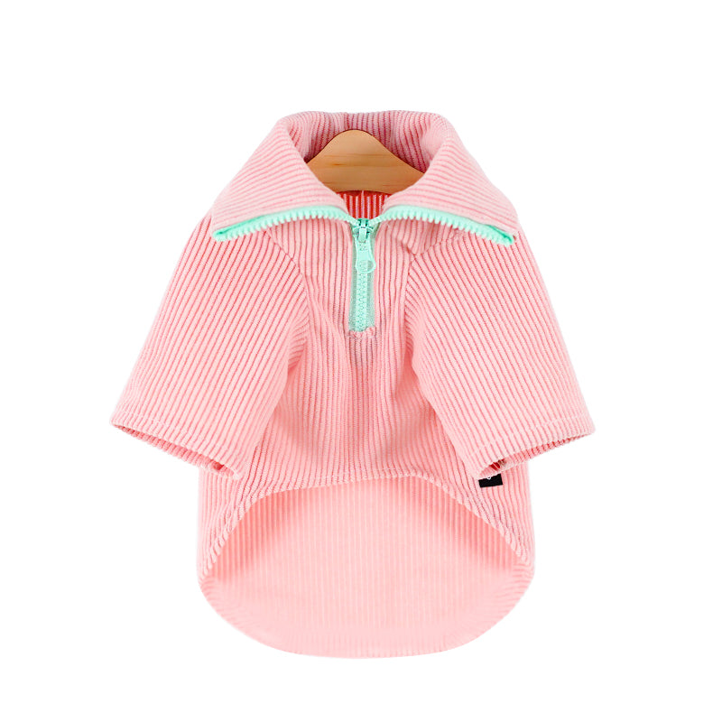 KFX-7276093 High Neck Zip Dog Vest in Pink - Fashionable Minimalist Design for Pets