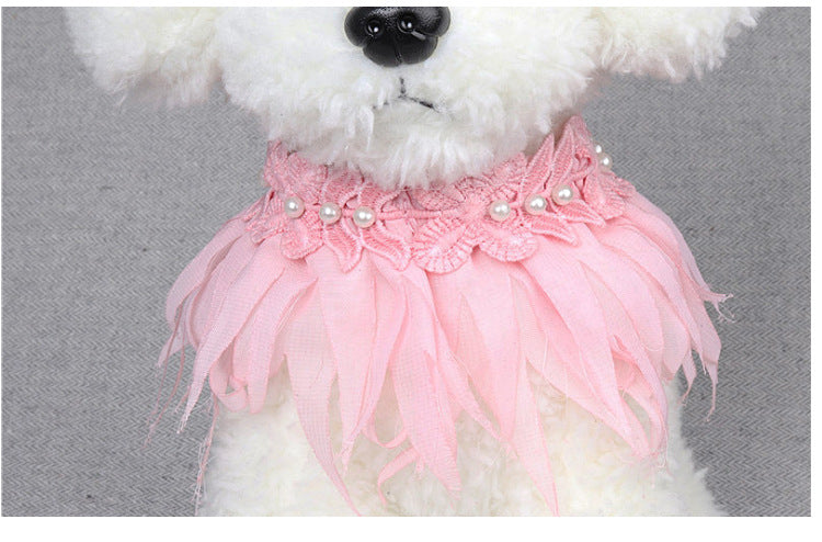 KFX-7277117 Adjustable Pink and White Dog Saliva Towel Bib for Small to Medium Dogs
