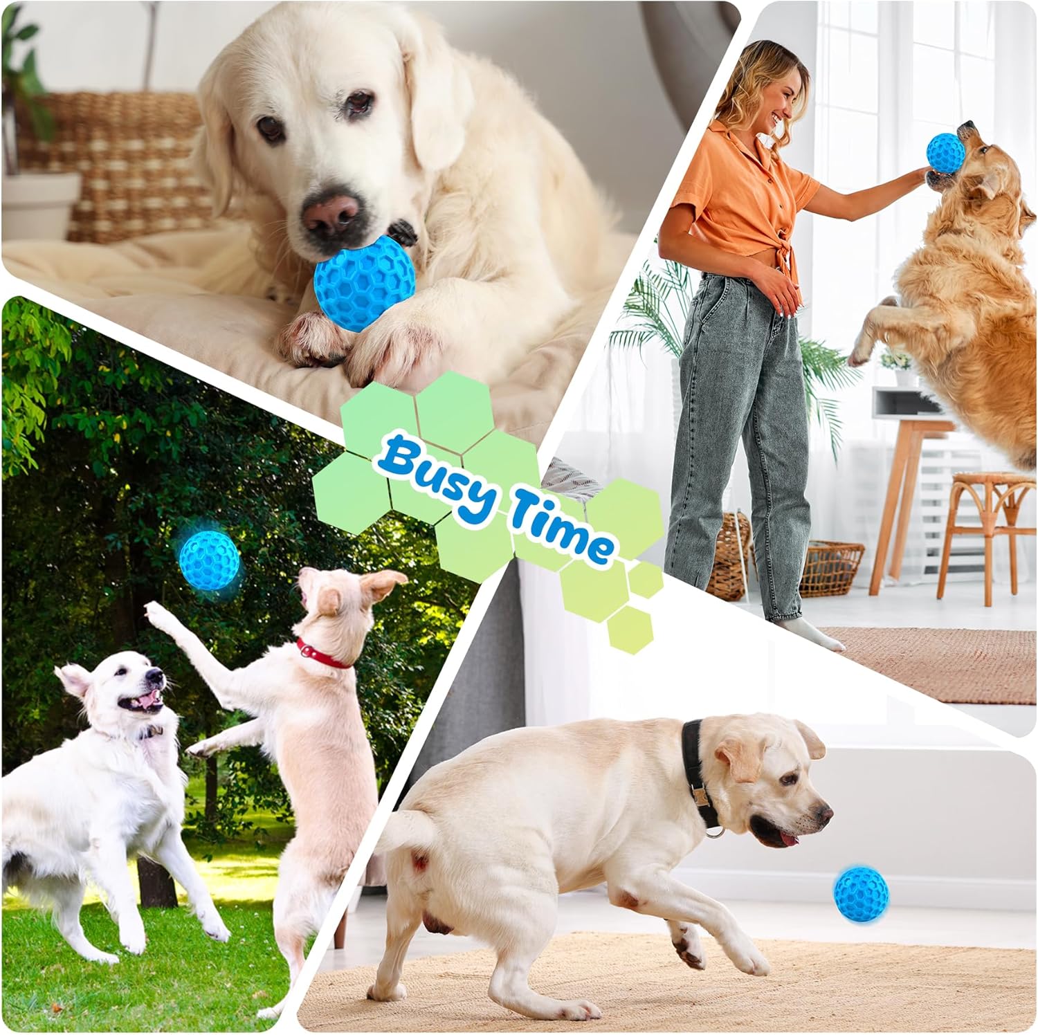 KFX-7278141 Durable Squeaky Balls for Large Dogs - Indestructible Interactive Toy for Aggressive Chewers