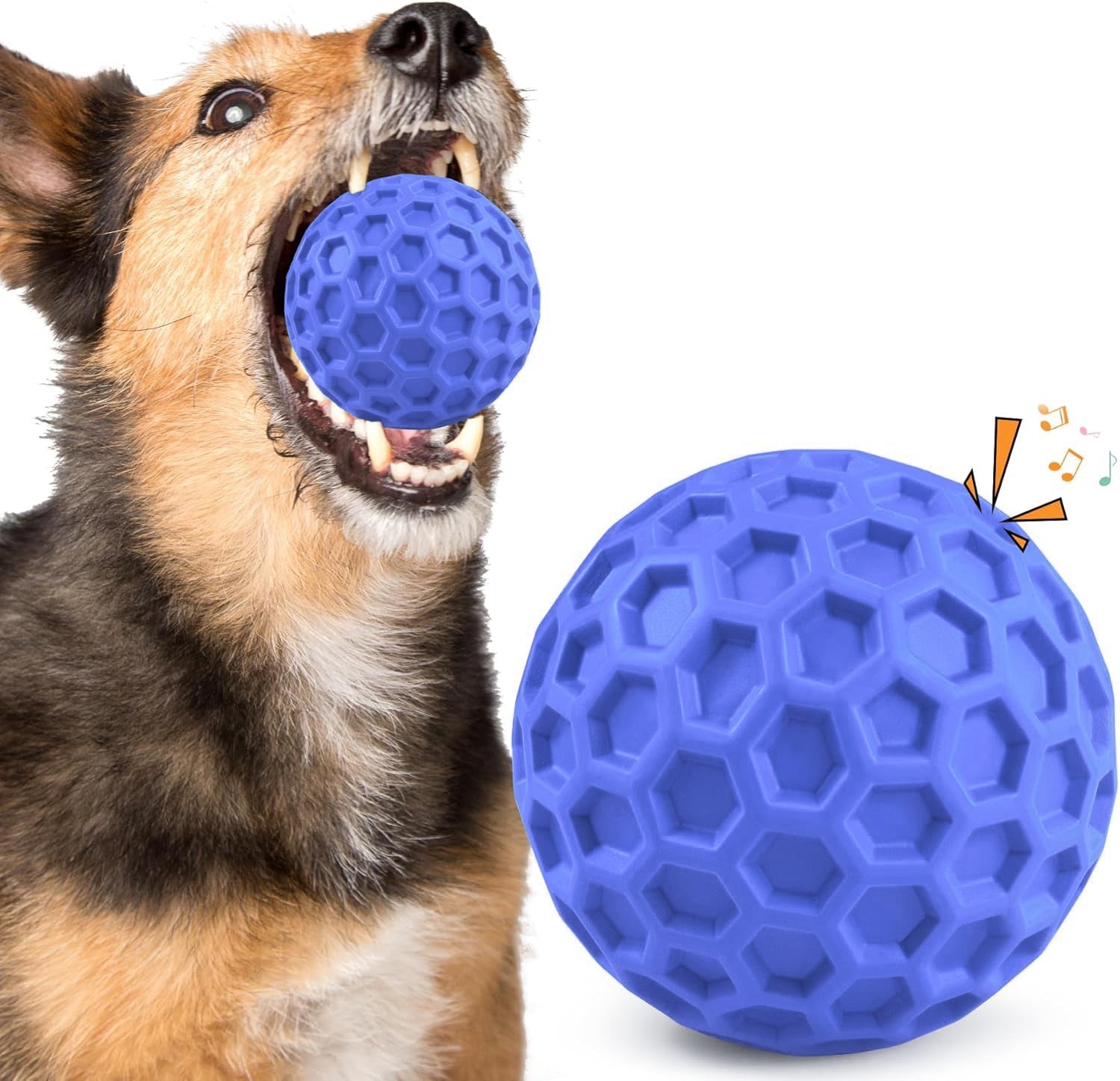 KFX-7278141 Durable Squeaky Balls for Large Dogs - Indestructible Interactive Toy for Aggressive Chewers