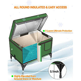KFX-7278781 Outdoor Insulated Foldable Cat Cage for Delivery Rooms - Green, Multiple Sizes Available