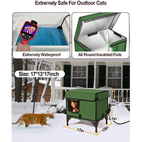 KFX-7278781 Outdoor Insulated Foldable Cat Cage for Delivery Rooms - Green, Multiple Sizes Available