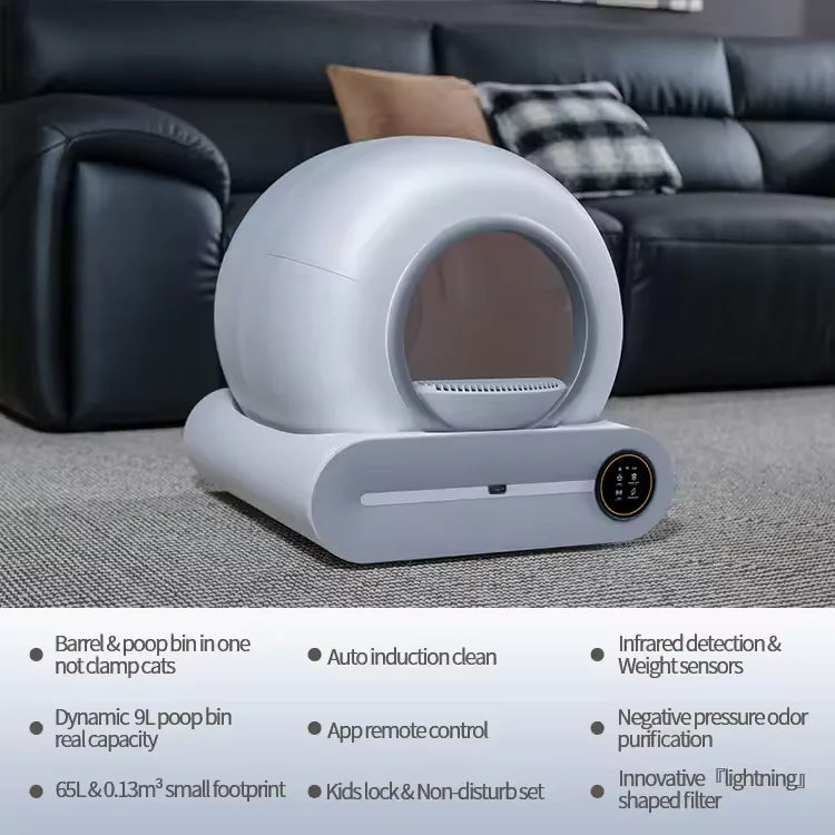 KFX-727891 Smart Self-Cleaning Cat Litter Box with Wi-Fi Connectivity and Eco-Friendly Design