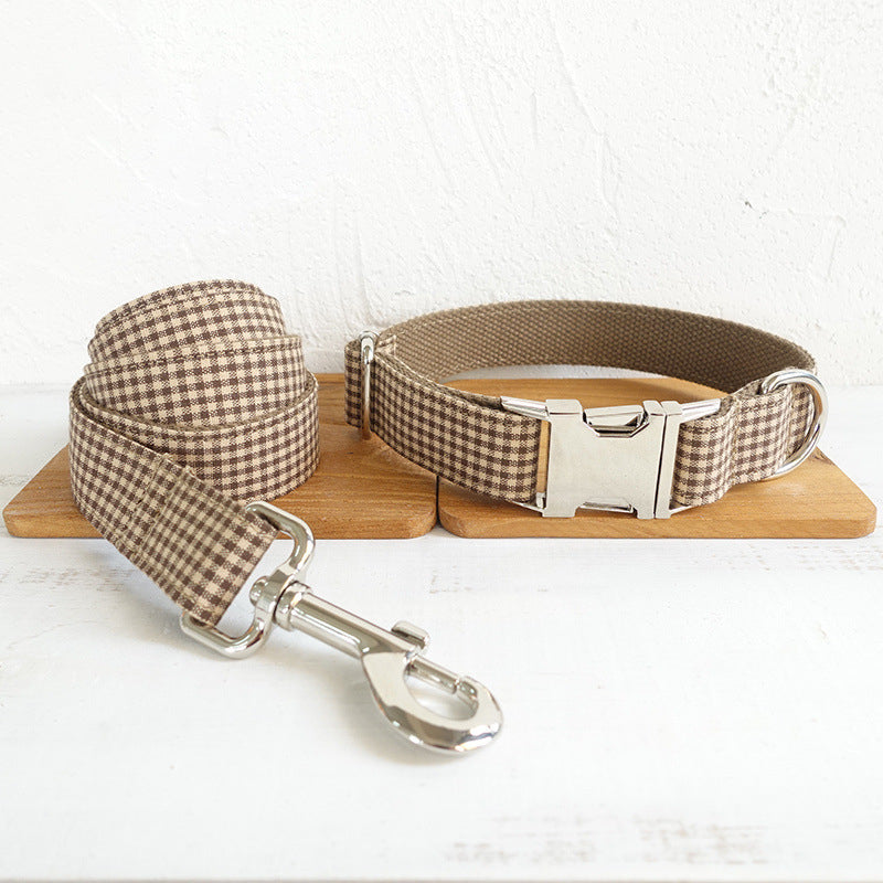 KFX-7279293 Pet Supplies Dog Pen Bowknot Accessories Set in Coffee Grid, Available Sizes XS to XL