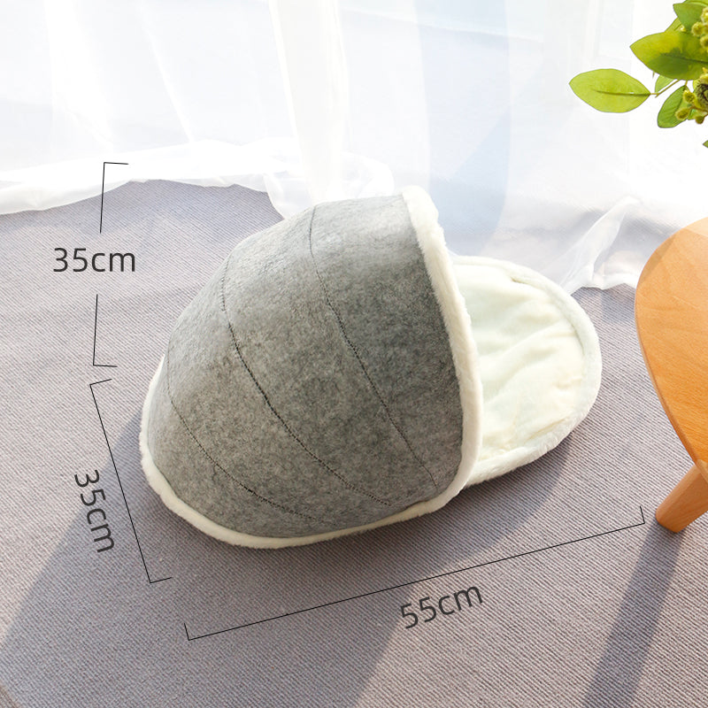 KFX-7279549 Washable Semi-Closed Felt Pet Nest Bed for Cats and Dogs in Pumpkin Style