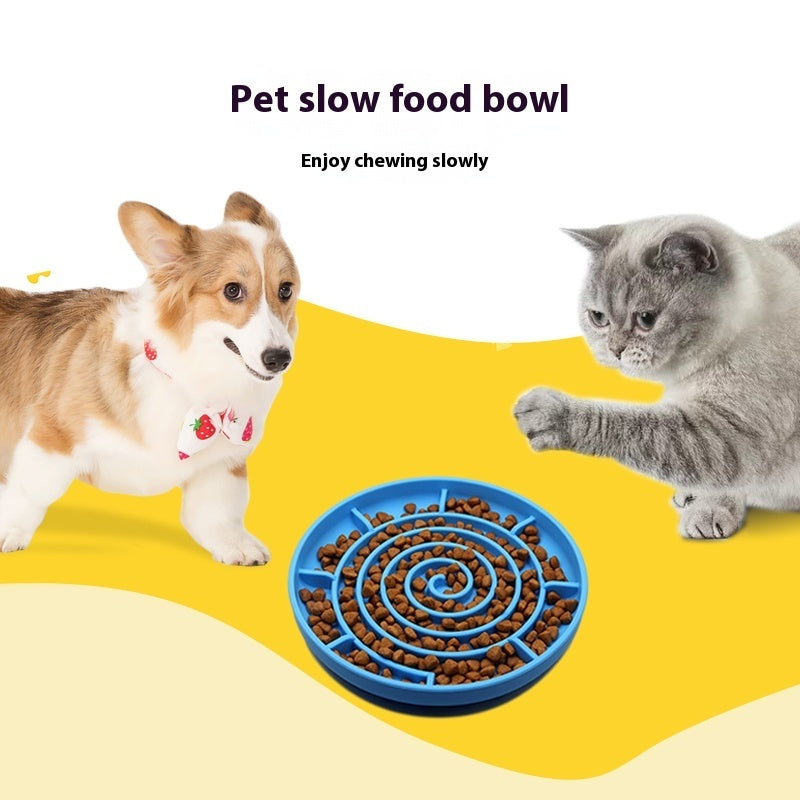 KFX-7280317 Anti-Tumble Dog Slow Food Bowl in Multiple Colors - Silicone Design, 205x205x30mm