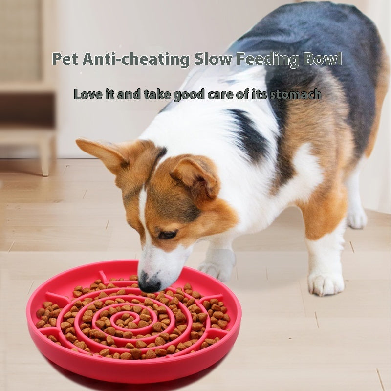 KFX-7280317 Anti-Tumble Dog Slow Food Bowl in Multiple Colors - Silicone Design, 205x205x30mm
