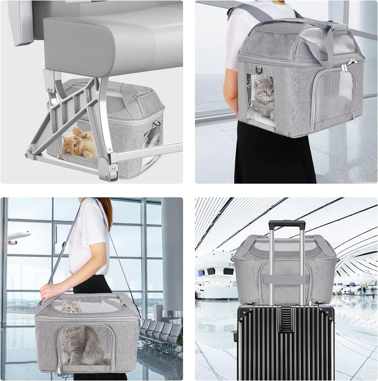 KFX-7281725 Breathable Portable Dog and Cat Backpack Carrier Bag with Stiff Base and Frame