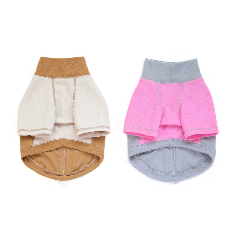 KFX-7281853 Fleece Dog Clothes with Elastic Button and Adjustable Pig Nose Design, Comfort Fit in Brown, Gray, and Pink