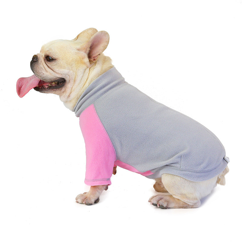 KFX-7281853 Fleece Dog Clothes with Elastic Button and Adjustable Pig Nose Design, Comfort Fit in Brown, Gray, and Pink