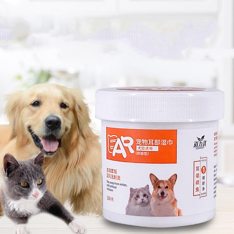 KFX-7283133 Pet Ear Cleaning Wipes for Cats and Dogs - 130 Count, Removes Earwax and Oil