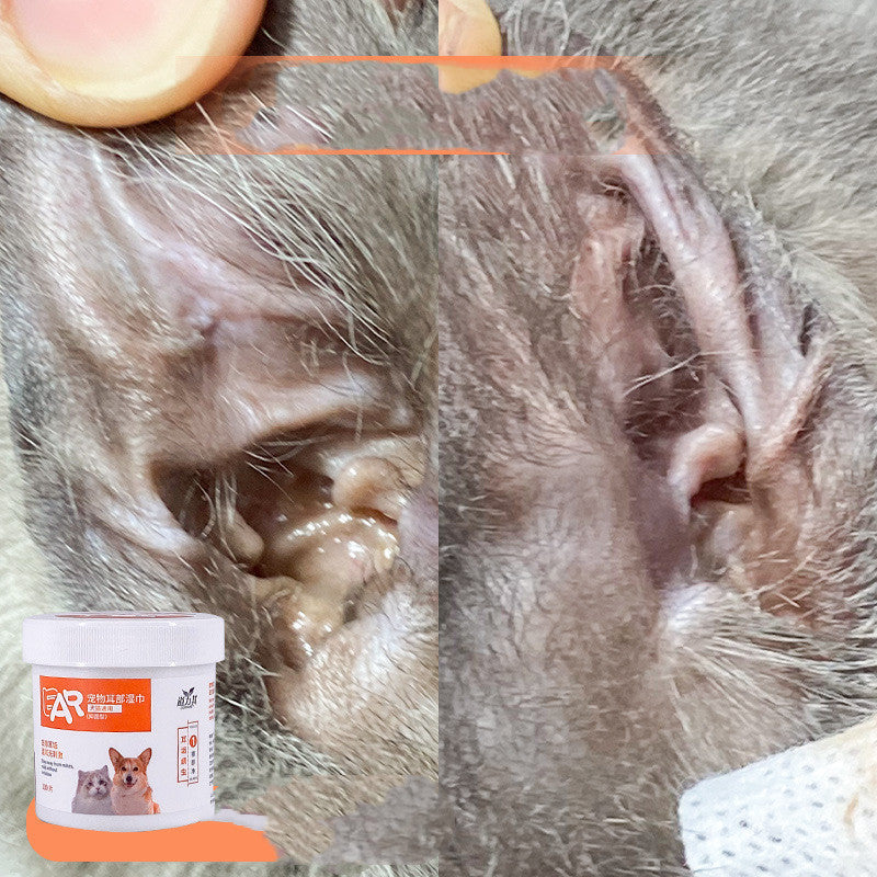 KFX-7283133 Pet Ear Cleaning Wipes for Cats and Dogs - 130 Count, Removes Earwax and Oil