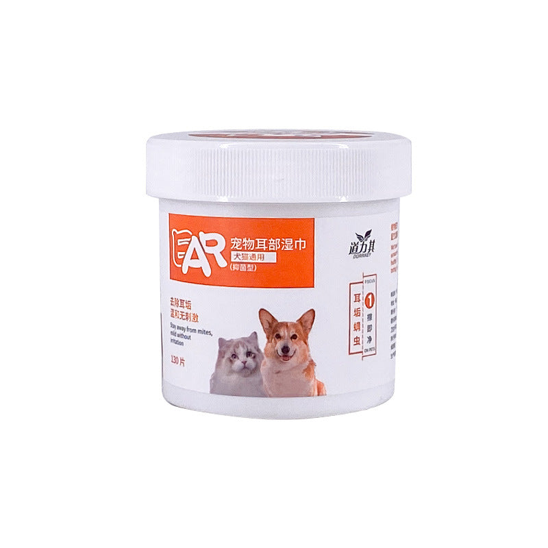 KFX-7283133 Pet Ear Cleaning Wipes for Cats and Dogs - 130 Count, Removes Earwax and Oil