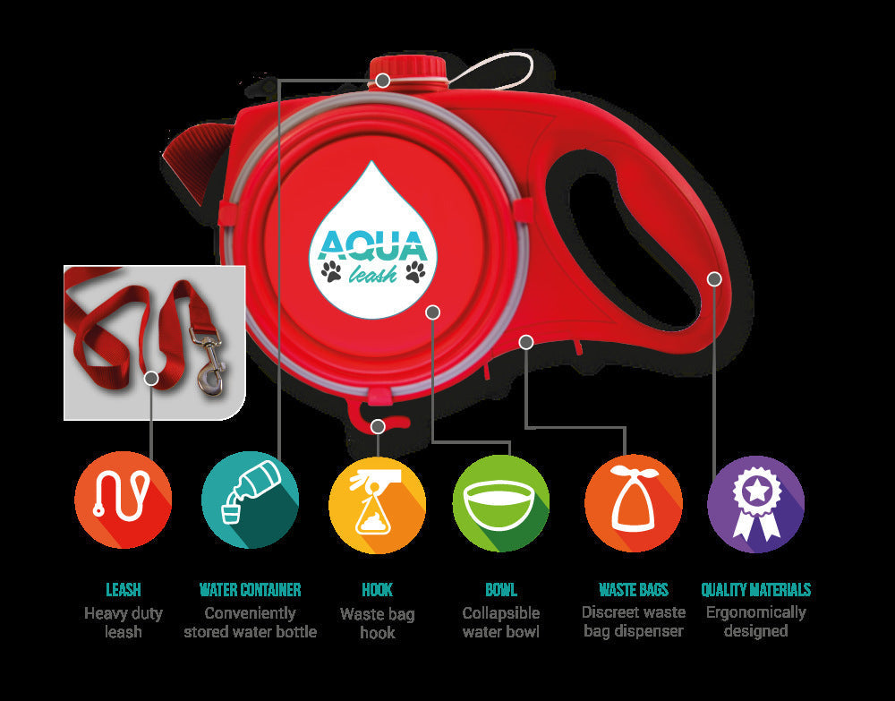 KFX-7285053 Portable Multifunctional Pet Leash with Water Bottle Holder, Durable ABS and PP Material, Ideal for Dogs