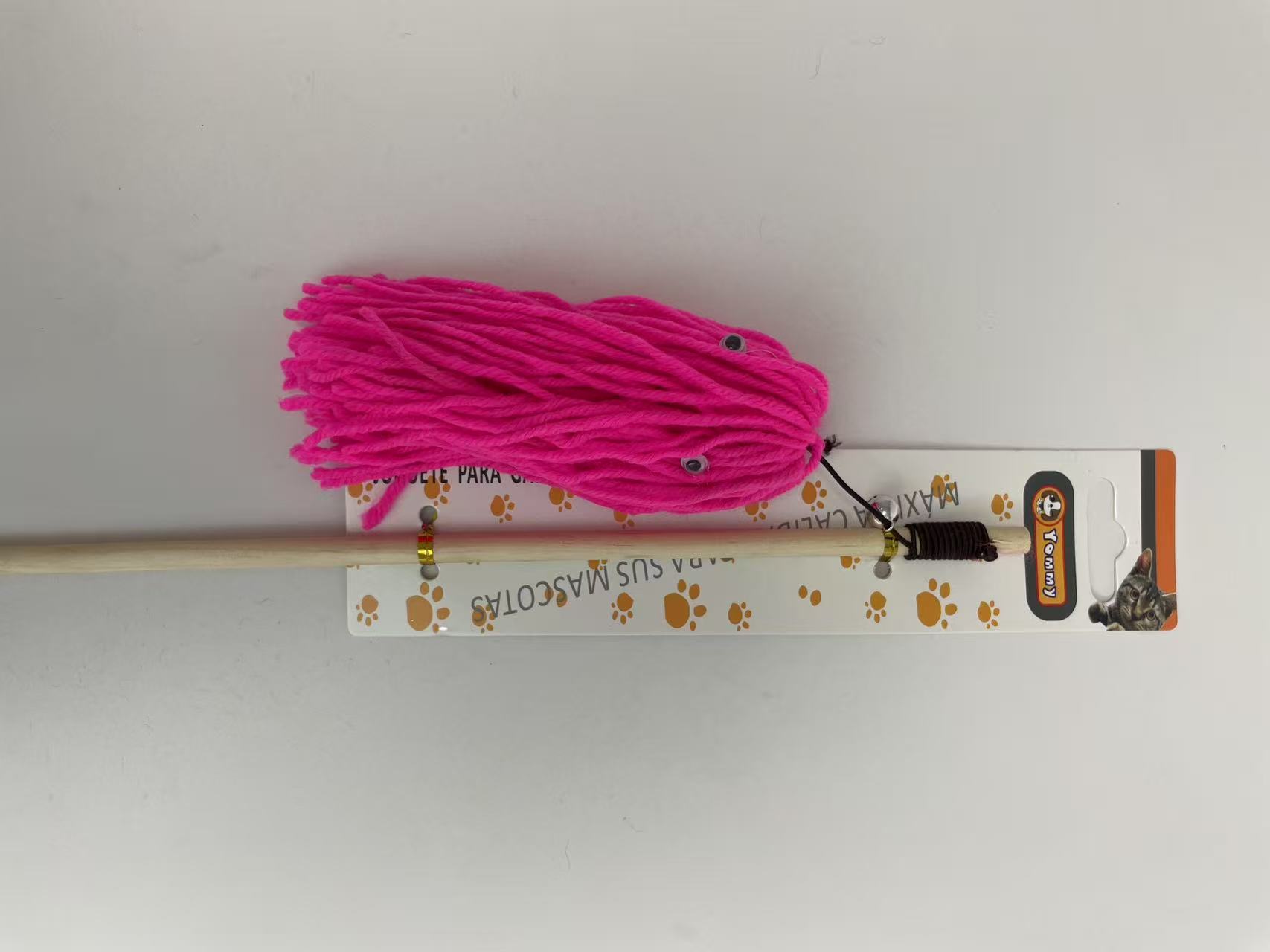 KFX-7286077 Wooden Cat Teaser Wand with Natural Wool Ball