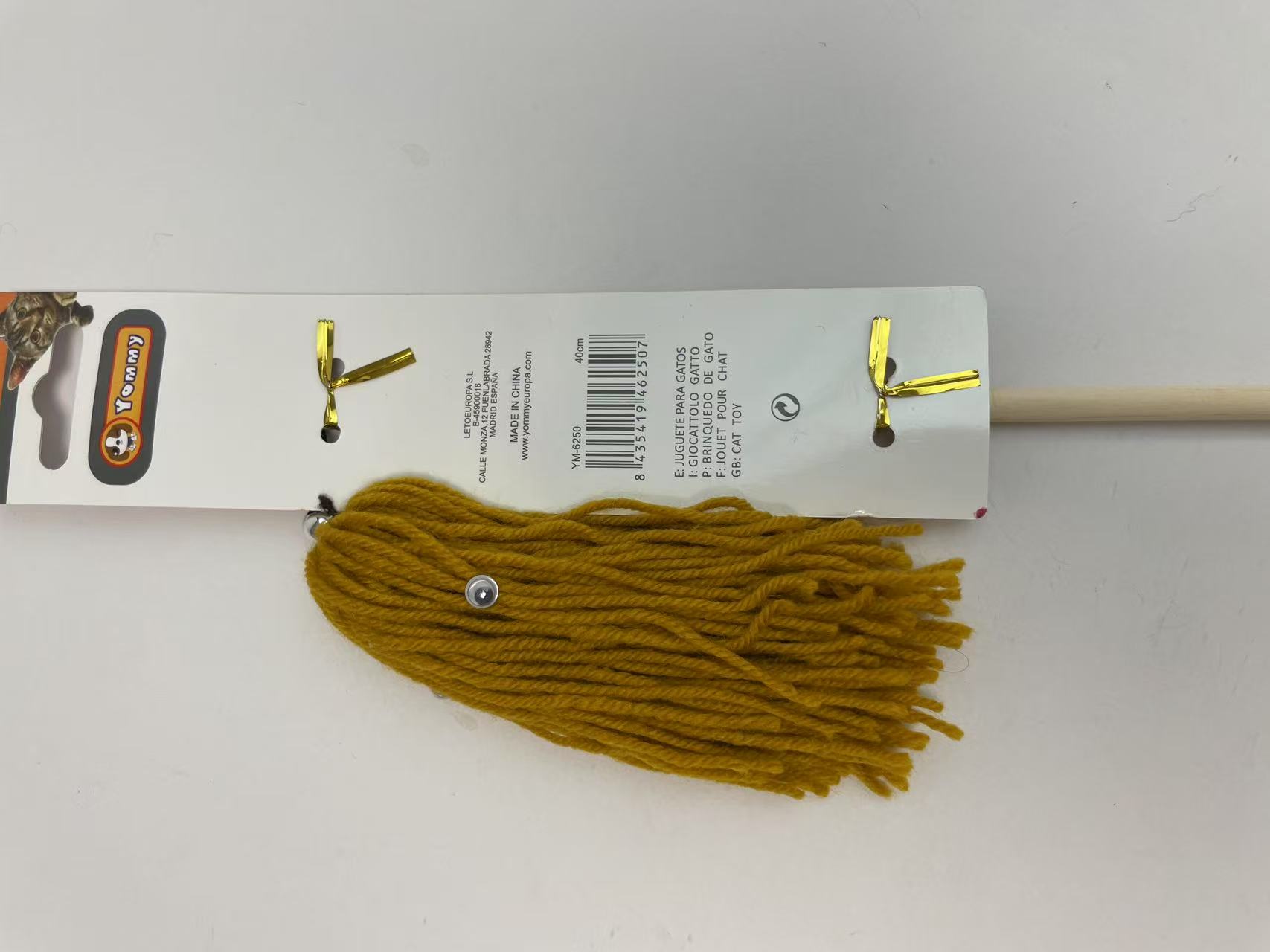 KFX-7286077 Wooden Cat Teaser Wand with Natural Wool Ball