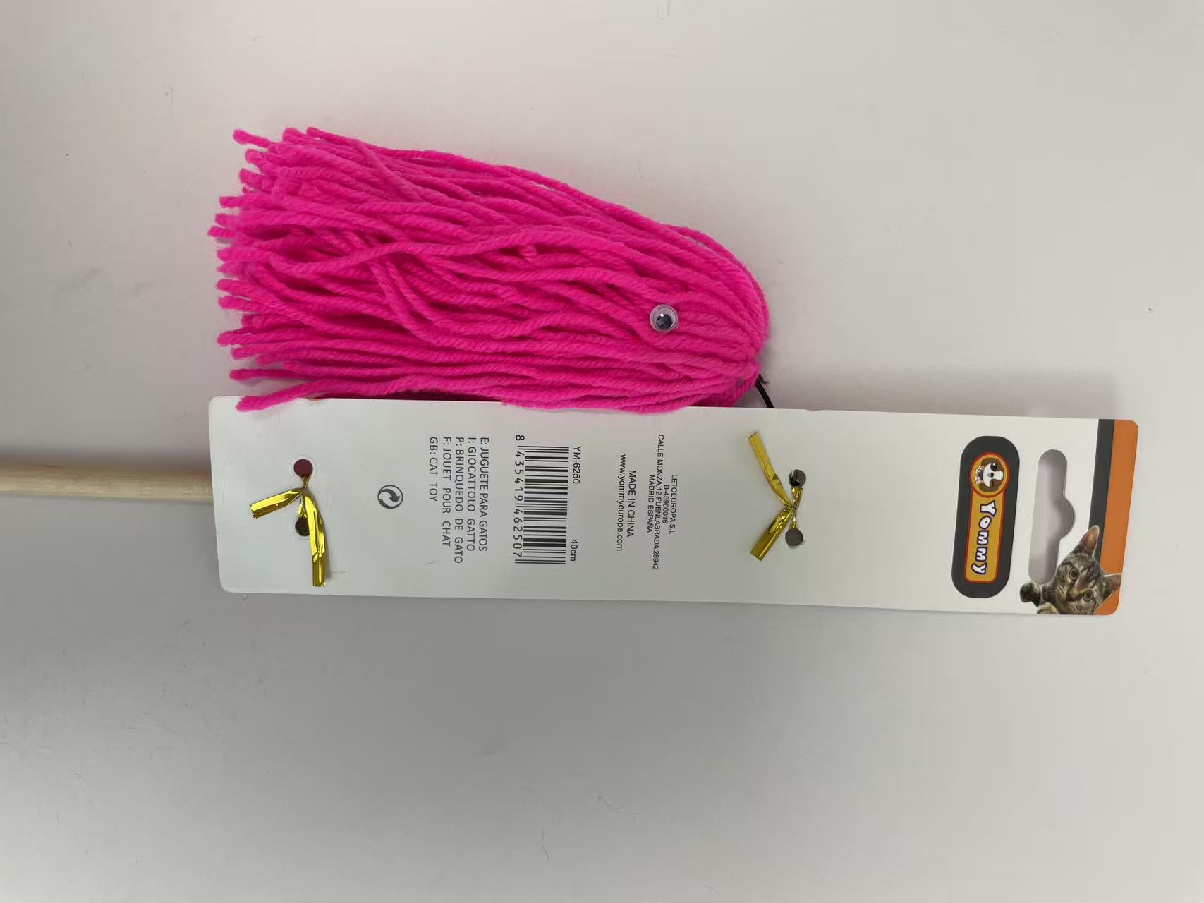 KFX-7286077 Wooden Cat Teaser Wand with Natural Wool Ball