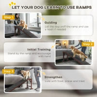 KFX-7286717 Pet Ramp for Dogs and Cats with Non-Slip Carpet, Easy Access Platform, Made of Pine Wood, Brown