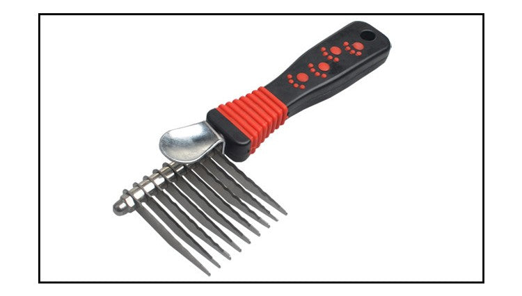 KFX-7286845 Pet Knot Comb for Effective Dog Hair Removal - Stainless Steel & Plastic, Red, 18 x 4.5 cm