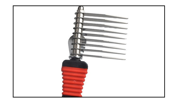 KFX-7286845 Pet Knot Comb for Effective Dog Hair Removal - Stainless Steel & Plastic, Red, 18 x 4.5 cm