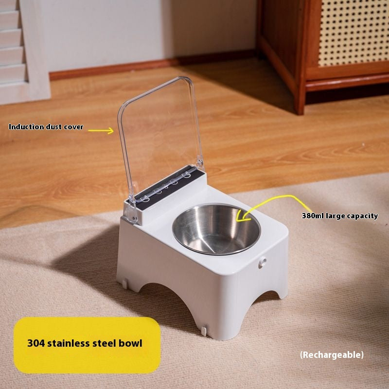KFX-7287229 Automatic Cat Bowl Feeder with Lid-Opening Mechanism - Available in Plastic, Stainless Steel, and Ceramic