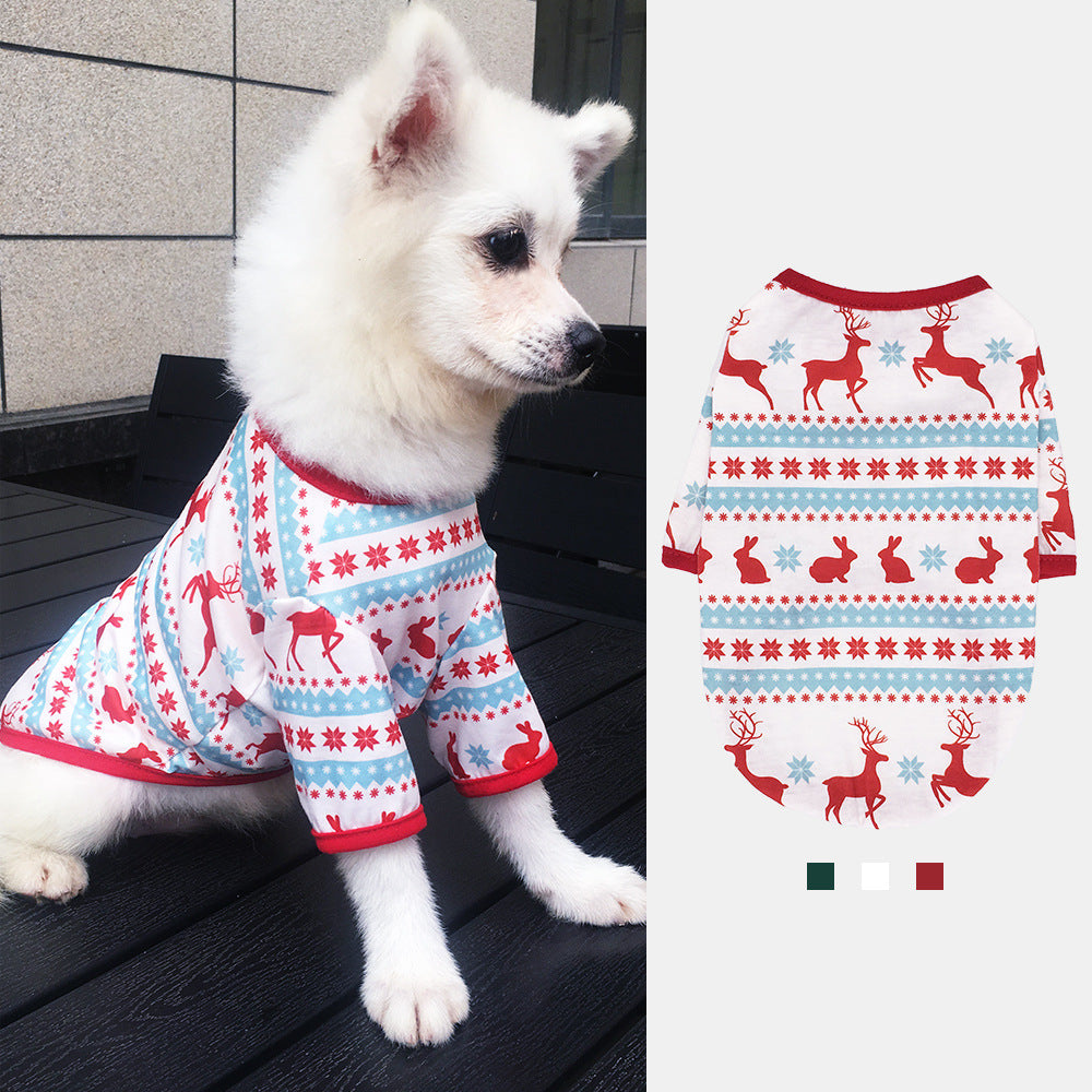 KFX-7289405 Festive Holiday Dog Apparel - Snowman, Elk, Gingerbread Man & Santa Claus Styles, Cotton, Sizes XS to L