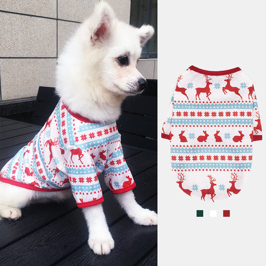 KFX-7289405 Festive Holiday Dog Apparel - Snowman, Elk, Gingerbread Man & Santa Claus Styles, Cotton, Sizes XS to L