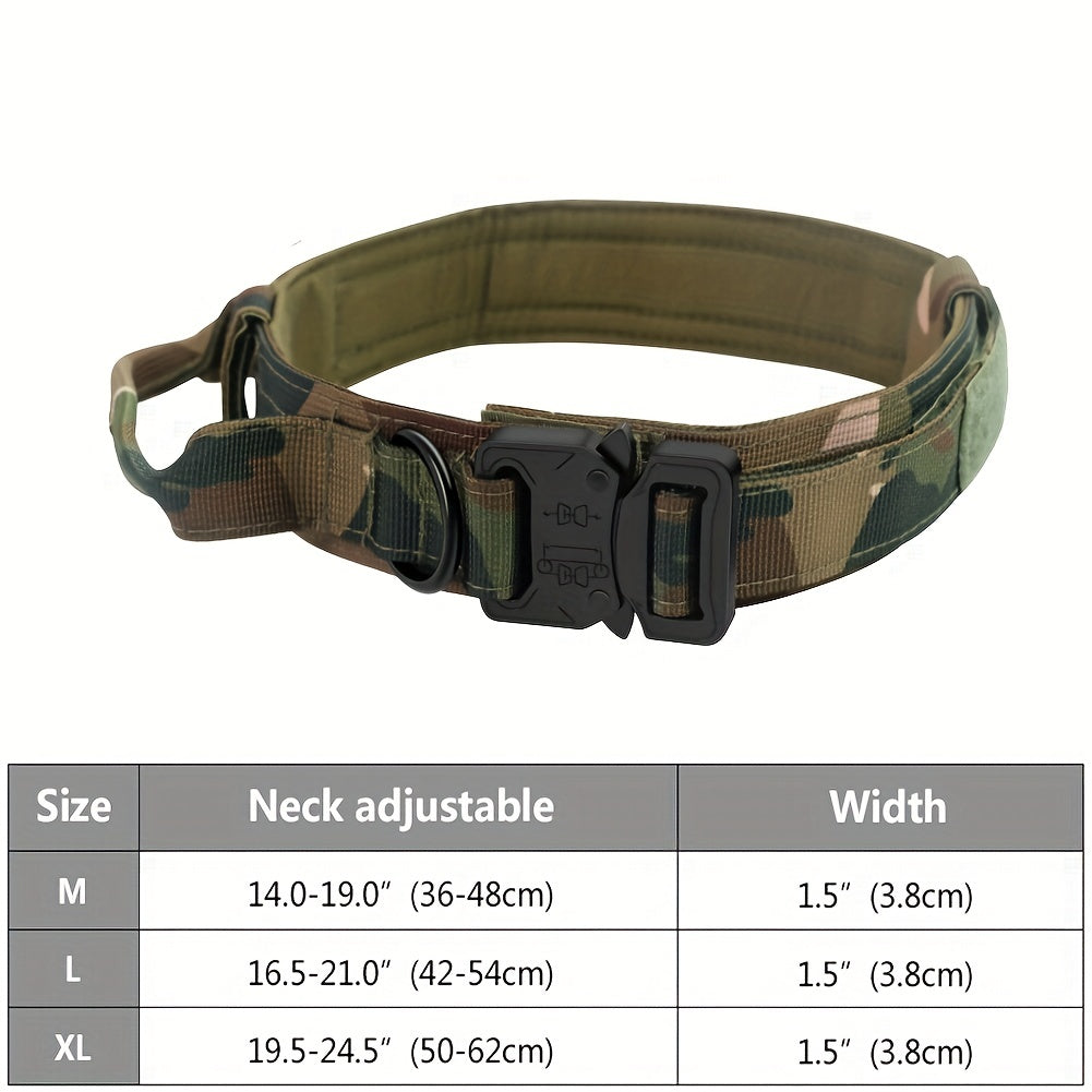 KFX-7292477 Durable Military Tactical Dog Collar with Control Handle for Medium and Large Breeds