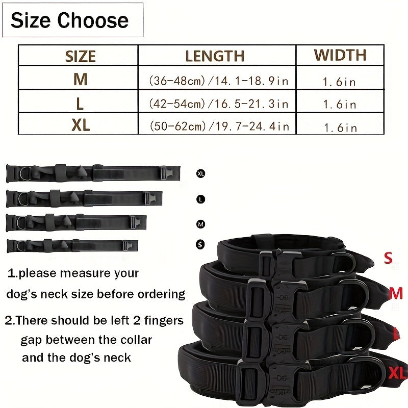 KFX-7292477 Durable Military Tactical Dog Collar with Control Handle for Medium and Large Breeds