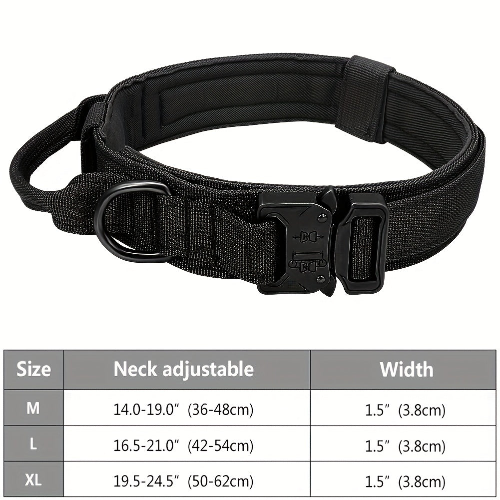 KFX-7292477 Durable Military Tactical Dog Collar with Control Handle for Medium and Large Breeds