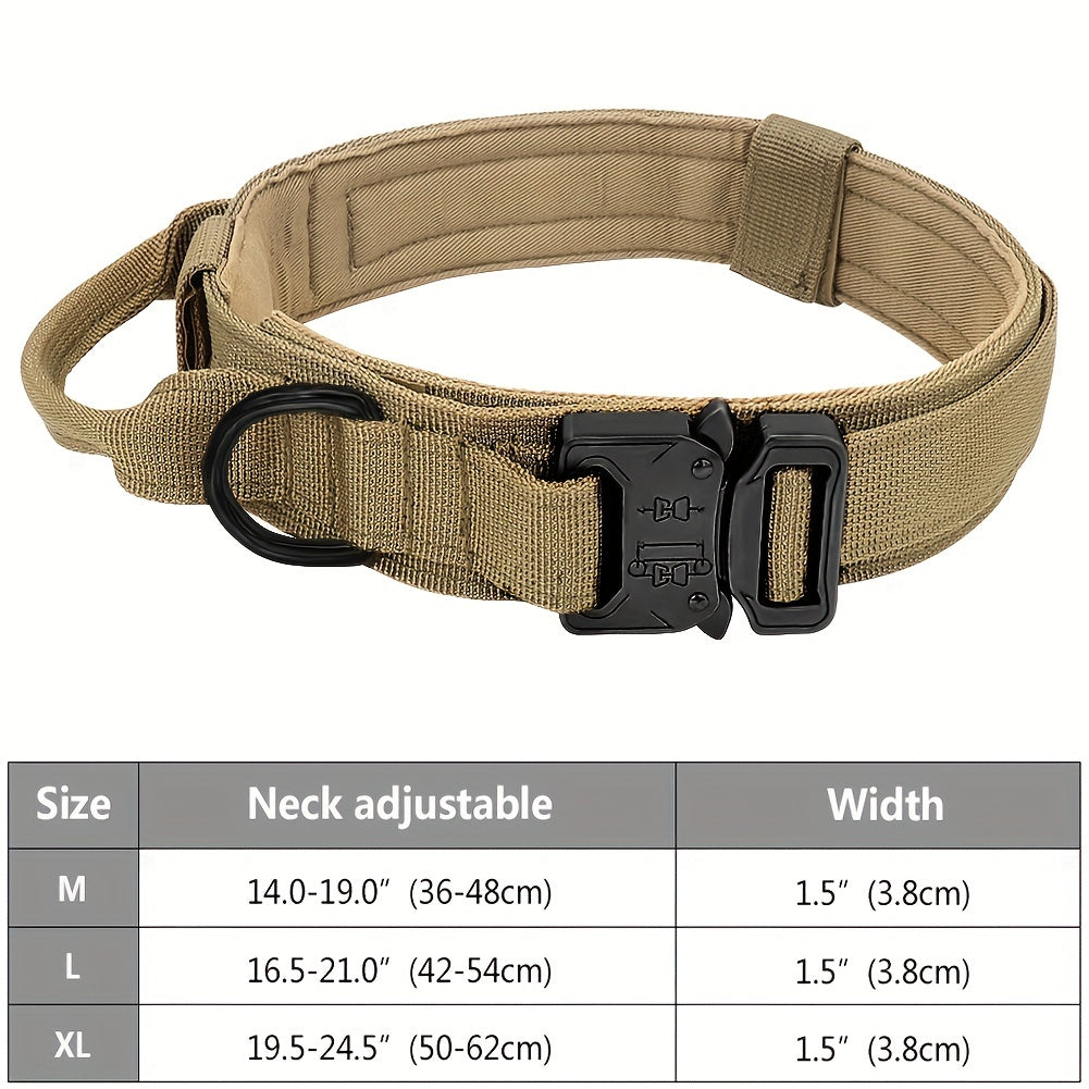 KFX-7292477 Durable Military Tactical Dog Collar with Control Handle for Medium and Large Breeds