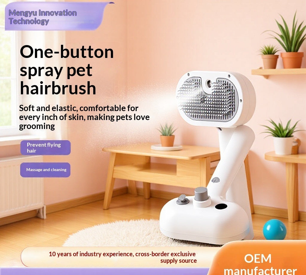 KFX-7292605 One-Click Pet Hair Remover Spray Brush in White