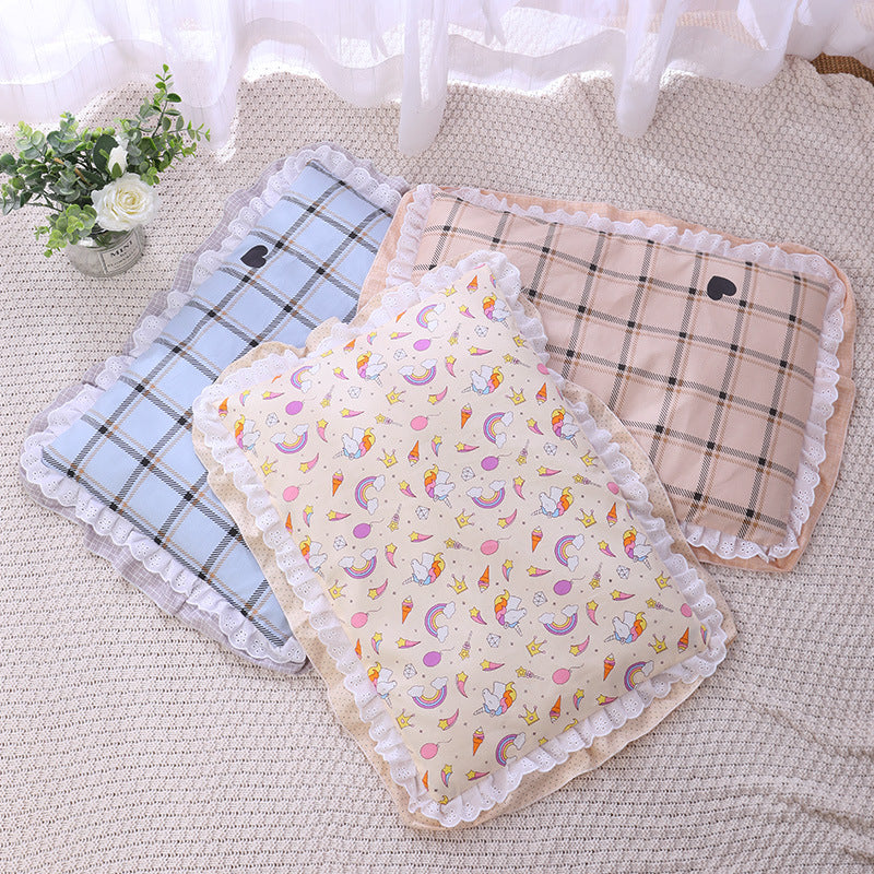 KFX-7292861 Cozy Three-Piece Cat Mattress and Blanket Set for Pets - Soft Cotton Bed with Stylish Patterns
