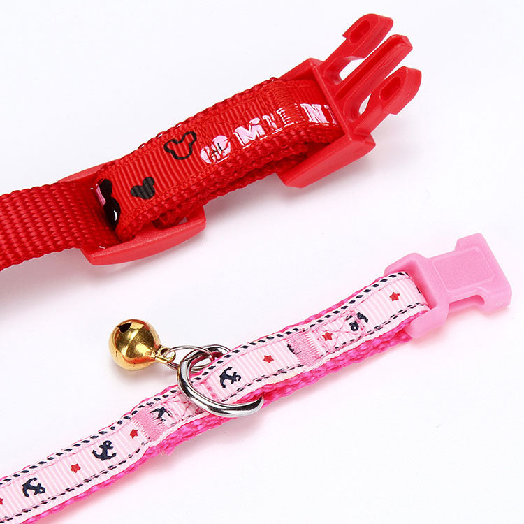 KFX-7292989 Fashionable Geometry Print Dog Collar with Bell - Adjustable Cloth Design for Cats and Dogs