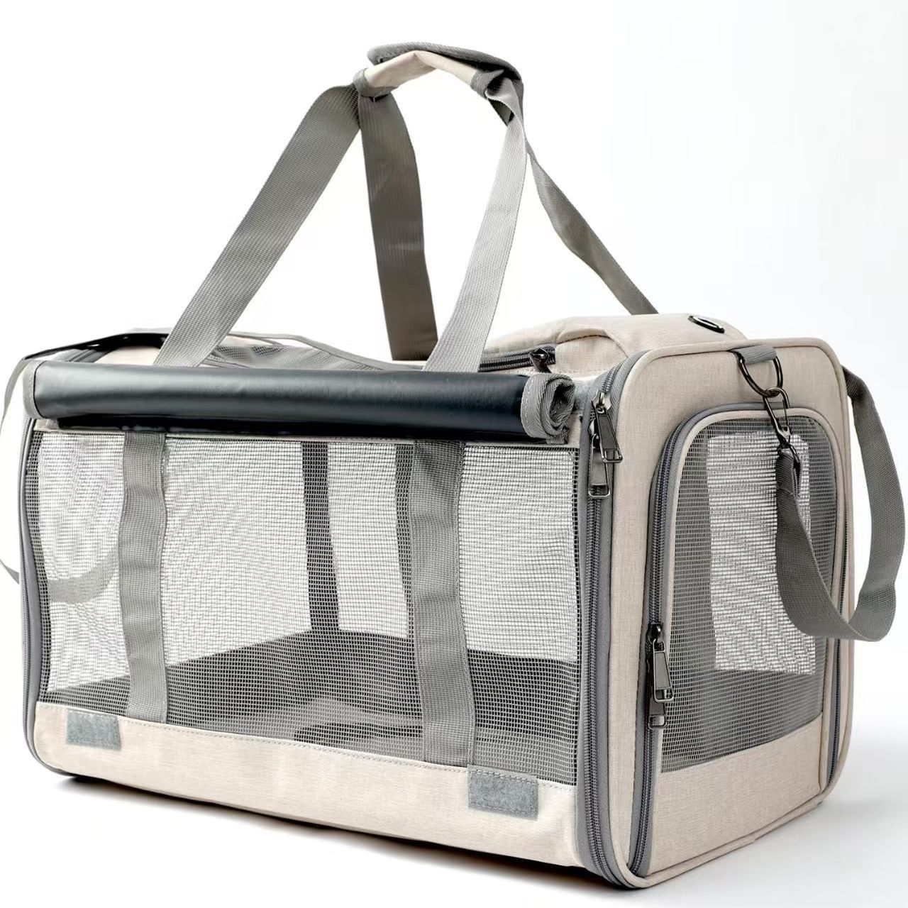 KFX-7293245 Beige Portable Dog and Cat Carrier Bag with Large Capacity and Breathable Design