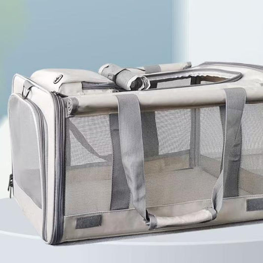 KFX-7293245 Beige Portable Dog and Cat Carrier Bag with Large Capacity and Breathable Design